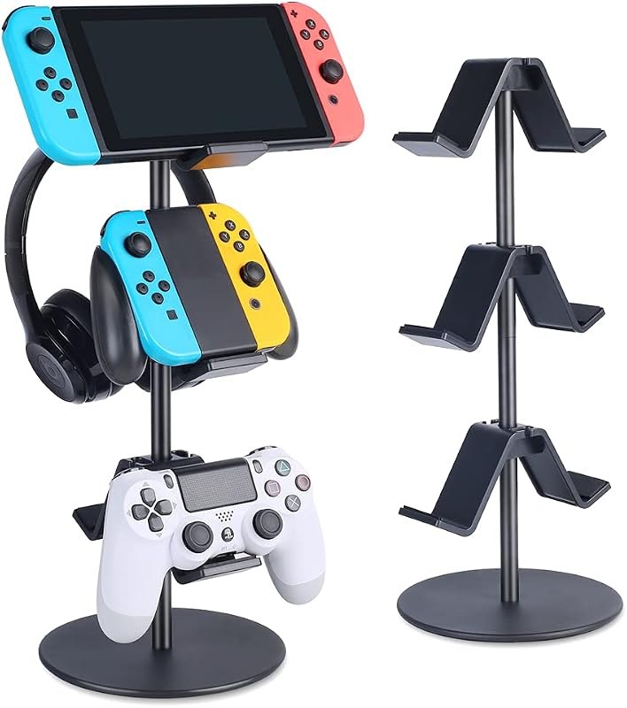 Controller Stand 3 Tier,Headphone Holder, Multi Adjustable Game Controller Headset Hanger for All Universal Gaming PC
