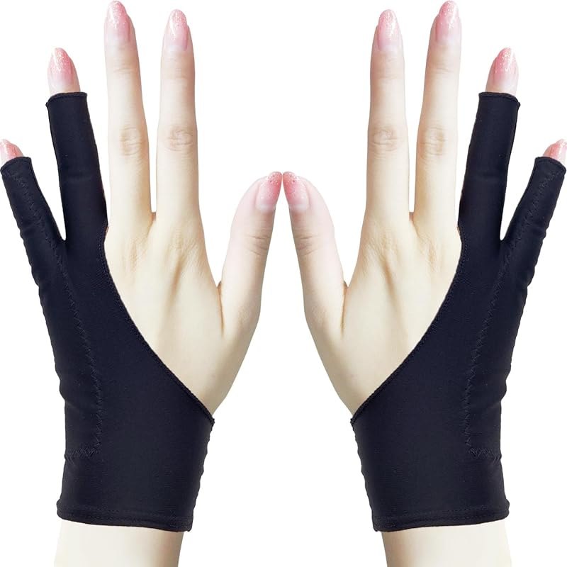 Drawing Glove, Artist Glove for Drawing Tablet, iPad, Digital Art Creation - Palm Rejection, Exposed Fingertip
