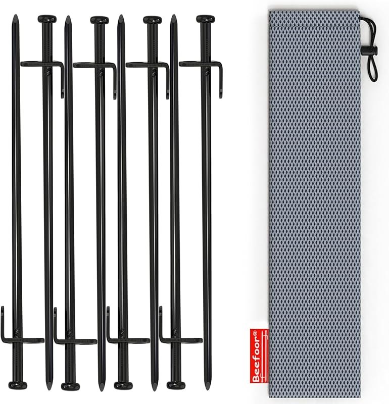 Heavy Duty Steel Tent Stakes - Tarp Pegs Camping Stakes for Outdoor Camping Canopy and tarp, 12 inch 8PC Pack —