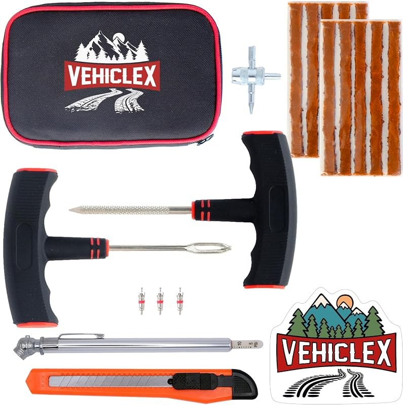 Tire Repair Kit for Plug and Patch - Vehiclex Essential Kit for Car, Motorcycle, ATV, Tractor, Lawn Mower — motorcycle