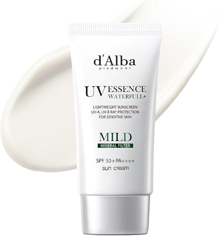 d'alba Piedmont Italian White Truffle Waterfull Mild Sunscreen, Vegan, Mineral Sunscreen, SPF 50+ PA++++, Non-Nano