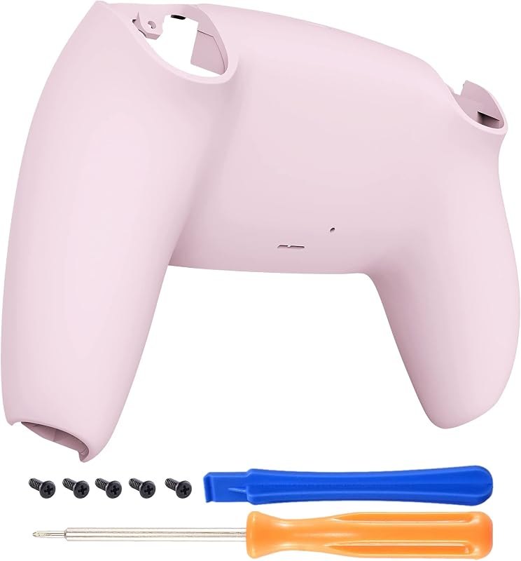 eXtremeRate Cherry Blossoms Pink Grip Custom Back Plate Bottom Shell Compatible with ps5 Controller, Replacement Back