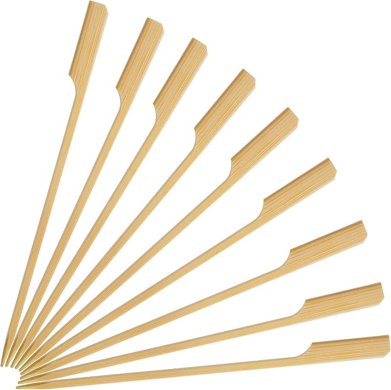 Minisland Premium 7 Inch Square Large Bamboo Paddle Skewers for Appetizers Fruit Kabobs Sandwiches BBQ Grill Food
