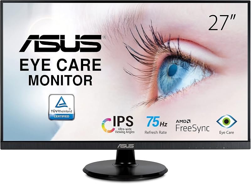 ASUS VA27DQ 27 Inch 1080P Computer Monitor, HDMI, DisplayPort, VGA, Speaker — 27 inch 1440p monitor for inch 1440p