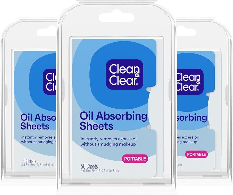 Clean & Clear Essentials Oil Absorbing Sheets, 50 ct, 3 Pack — beauty blotting papers for beauty blotting papers