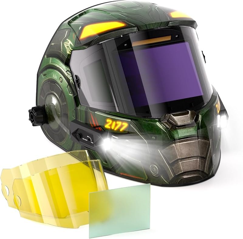 ANDELI Welding Helmet,Welding Hood Auto Darkening with Light Large Viewing 3.86" X2. 44",Cool Welding Mask with Top