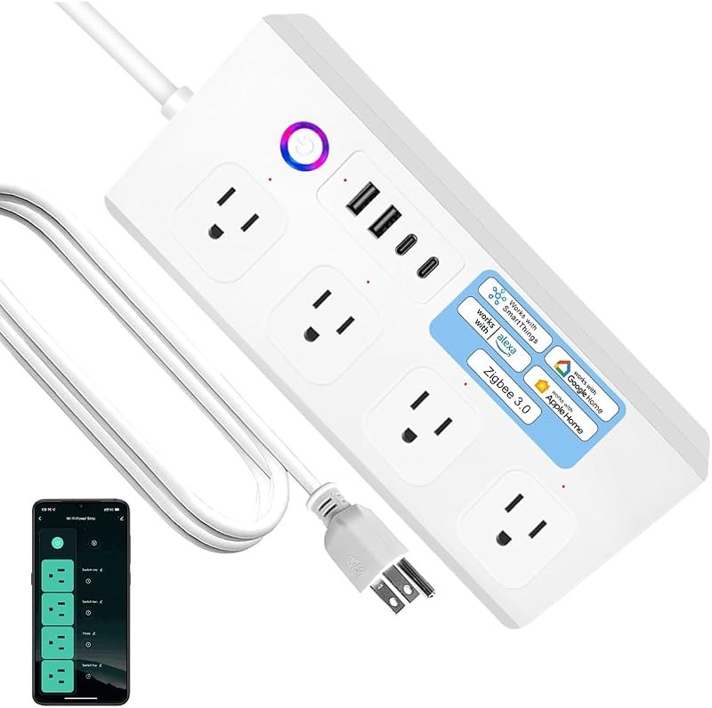 XENON Zigbee Smart Power Strip ,Surge Protector with 4 Individually Controlled AC Outlets and 4 USB Ports, Alexa and