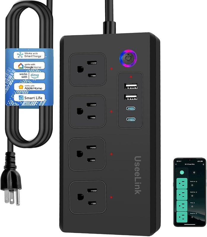 XENON Smart Power Strip - Surge Protector with 4 Individually Controlled AC outlets and 4 USB Ports,Compatible with