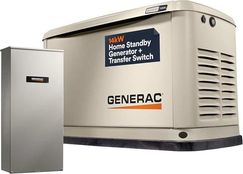 Generac Guardian 14kW Home Generator, Transfer Switch & WiFi Monitoring — off propane generator for off propane