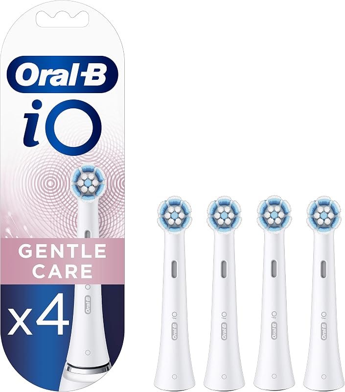 Oral-B iO Gentle Care Replacement Brush Heads, 4 Count, Soft Cleaning, Compatible with Oral-B iO Electric Toothbrushes