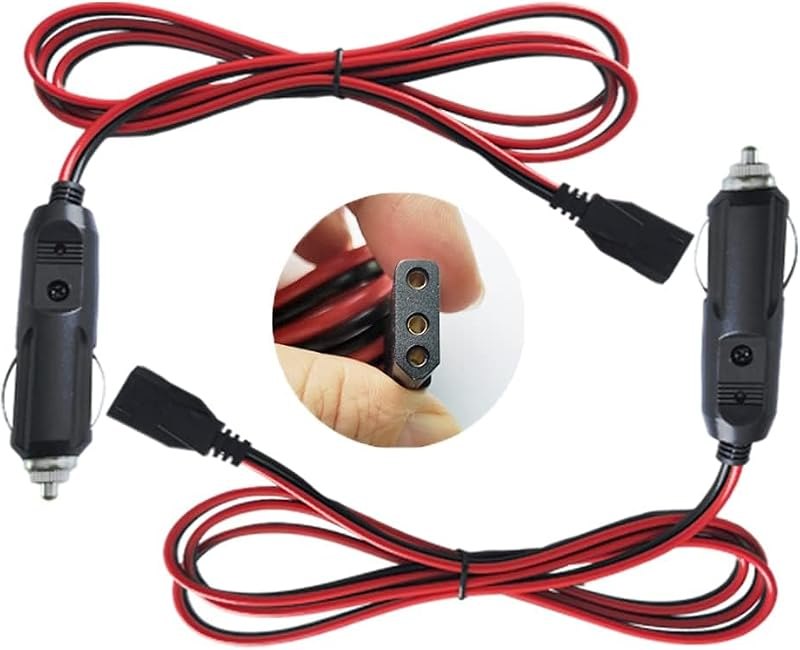 CB Power Cord 3 Pin Plug Cable 12V Car Cigarette Lighter Plug Heavy Duty 16 Gauge with 3 Pin Connector for Cobra