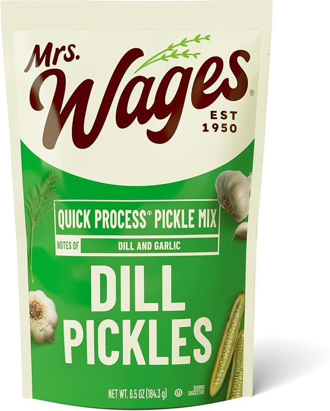 Mrs. Wages Quick Process Dill Pickle Mix, Quick and Easy, Simple-To-Use, Traditional Pickle Flavoring, Enhance Your