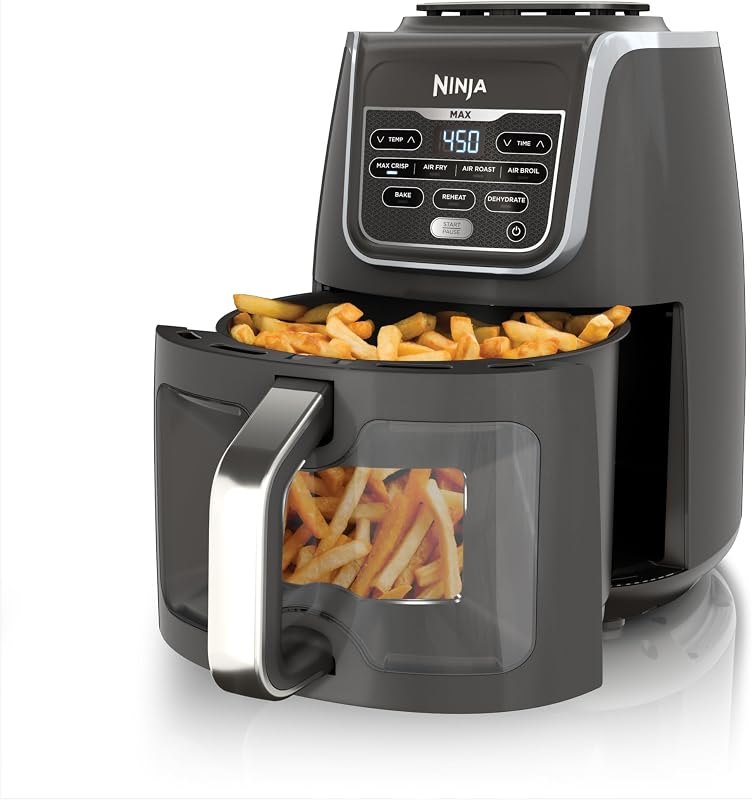 EzView Air Fryer Max XL, 5.5-QT Capacity, 7 functions: Max Crisp, Air Roast, Bake, Reheat, Dehydrate, and more, up to