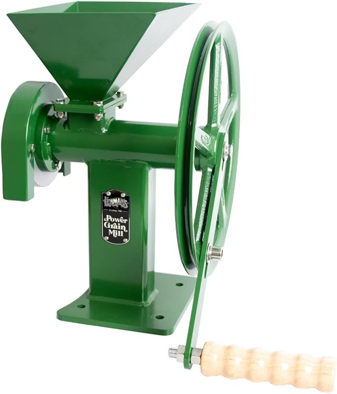 Manual Power Grain Mill, Grinds Any Dry Grain to Pastry Flour, Big 6 Cup Capacity, 14 inches High with 12 inch