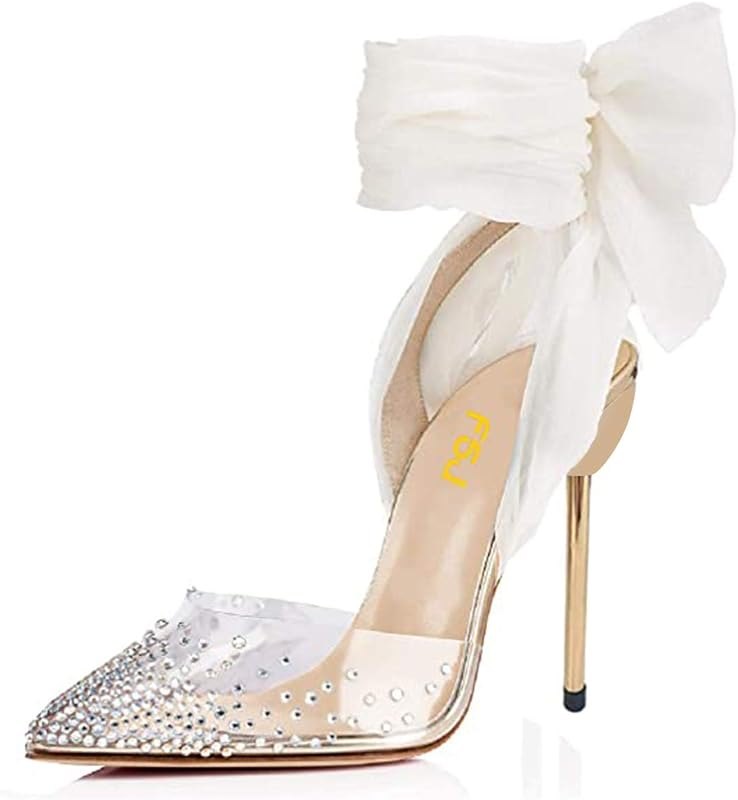 Women High Heel Ankle Strap Sandals Pointed Toe Rivets Pumps PVC Club Dress Shoes with Studs Fashion Size 4-15 US —