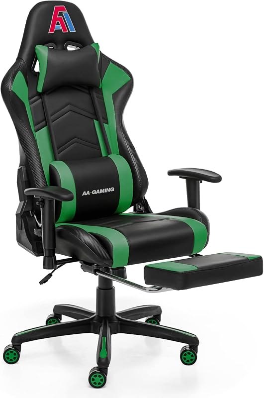 AA Products Gaming Chair High Back Ergonomic Computer Racing Adjustable Gamer Chair with Footrest, Lumbar Support