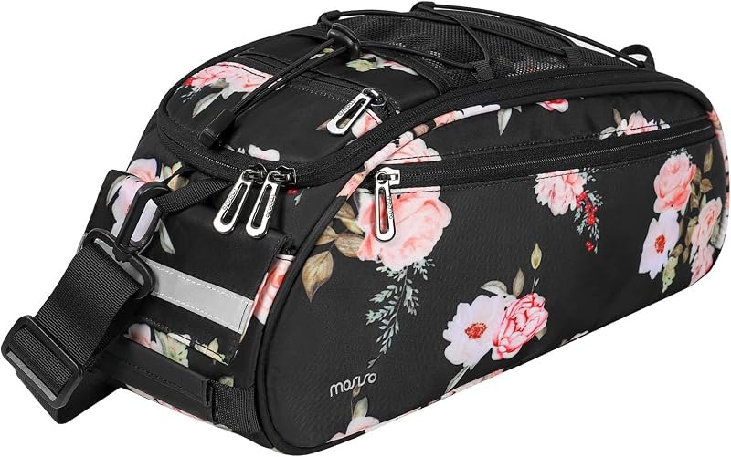 MOSISO Bike Rack Bag, Peony Bicycle Trunk Pannier Rear Seat Pouch — bicycle saddle bag for bicycle saddle bag