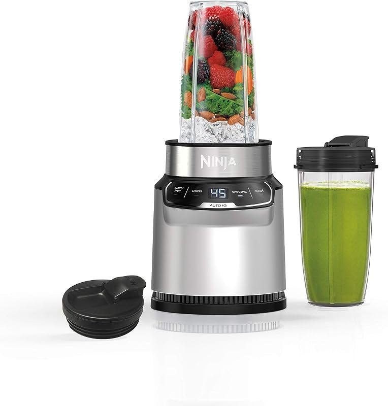 Ninja (Refurbished) (BN401) Nutri Pro with Auto-iQ, 1100-Peak-Watt, Personal Blender, Cloud Silver (Renewed) — High