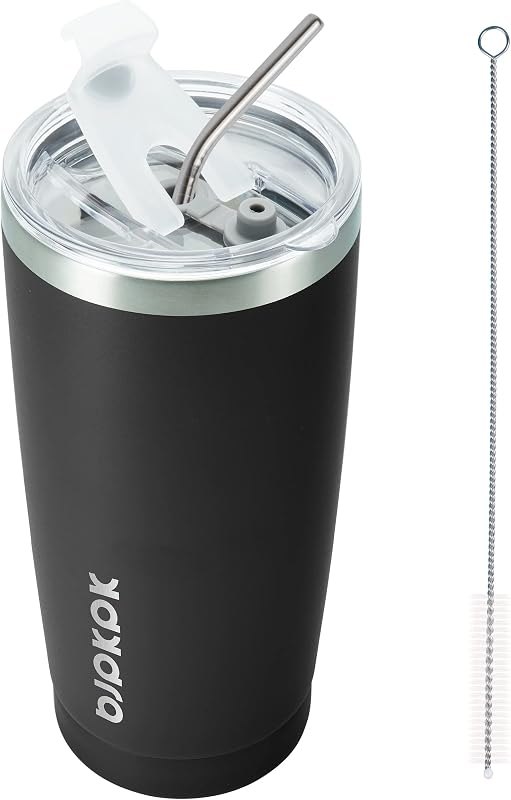 BJPKPK 20 oz Coffee Tumbler with Lid & Straw, Insulated Stainless Steel Mug — Rainproof Coffee Tumbler for rainproof