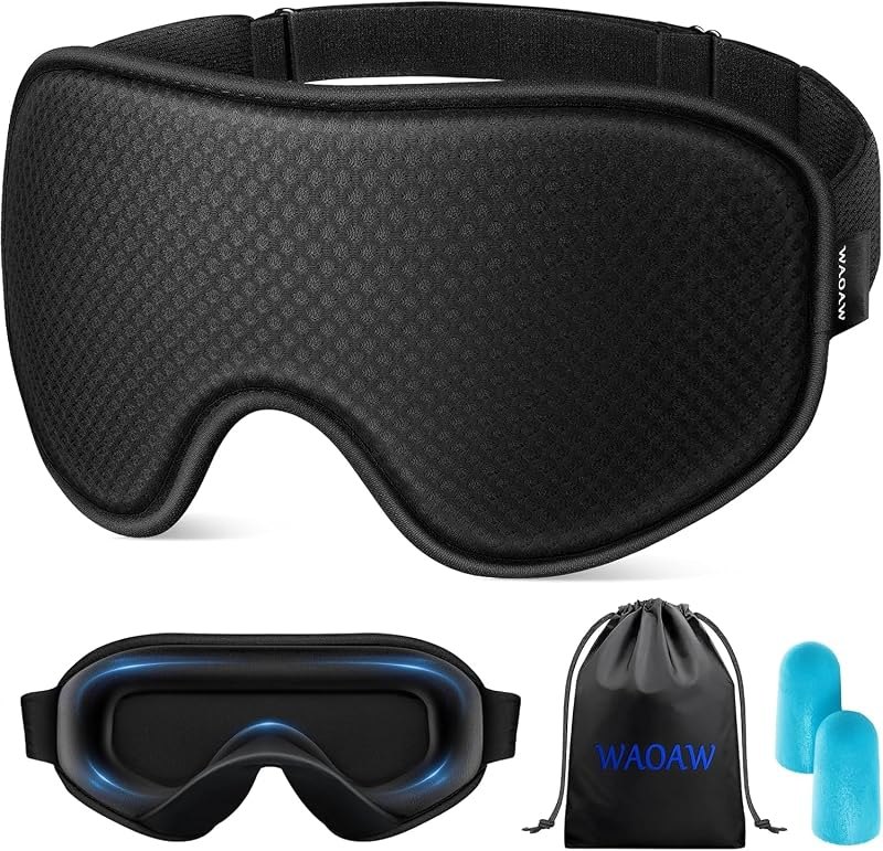 WAOAW Sleep Mask for Men Women: Blackout Eye Masks for Sleep - 3D Breathable Soft Comfortable Eye Mask for Travel -