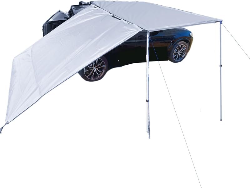 DANCHEL OUTDOOR Vehicle Overlanding Awning with Side Wall Windbreaks, Portable Car Awning Extension Shades Camper