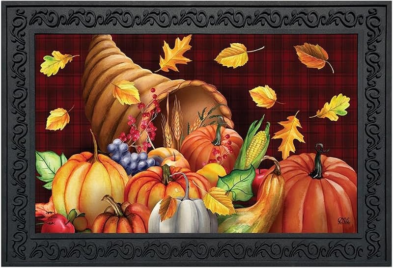Briarwood Lane Fall Thanksgiving Doormat 30x18 Indoor Outdoor Fall Bounty Cornucopia Holiday for Thanksgiving Doormat
