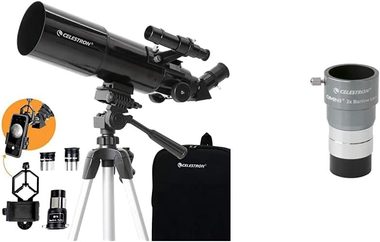 Celestron - 80mm Travel Scope - Portable Refractor Telescope - Fully-Coated Glass Optics - Bonus Astronomy Software