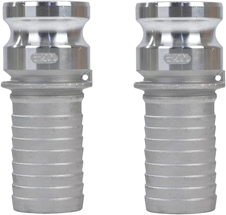 2 PCS Aluminum Gravity Cast Cam lock Fittings 2 inch Part E Cam and Groove Hose Fitting, 2" Male Adapter x 2"