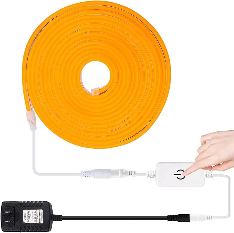 LED Strip Lights, Outdoor Flexible LED Neon Rope Light, DC 12V 3.28ft/1M Orange Strips 2835 120LEDs/M Waterproof
