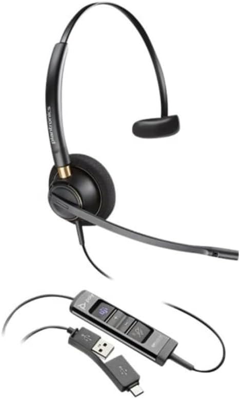 Poly - EncorePro 515-M USB-A and USB-C USB Headset (Plantronics) - Optimized for Teams - Hold & Call Answer Buttons -