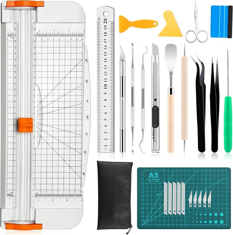 27PCS Craft Weeding Tools for Vinyl Kit,Utility Knife Set with 12Inch Paper Cutter Trimmer for
