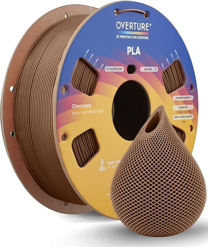 OVERTURE PLA Filament 1.75mm 3D Printer Filament,1kg Chocolate — filament dry box for filament dry box