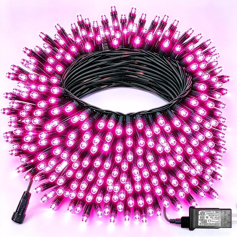 Pooqla 200 LED Pink Christmas Lights Outdoor String Lights, 66 ft — Outdoor christmas lights for outdoor christmas