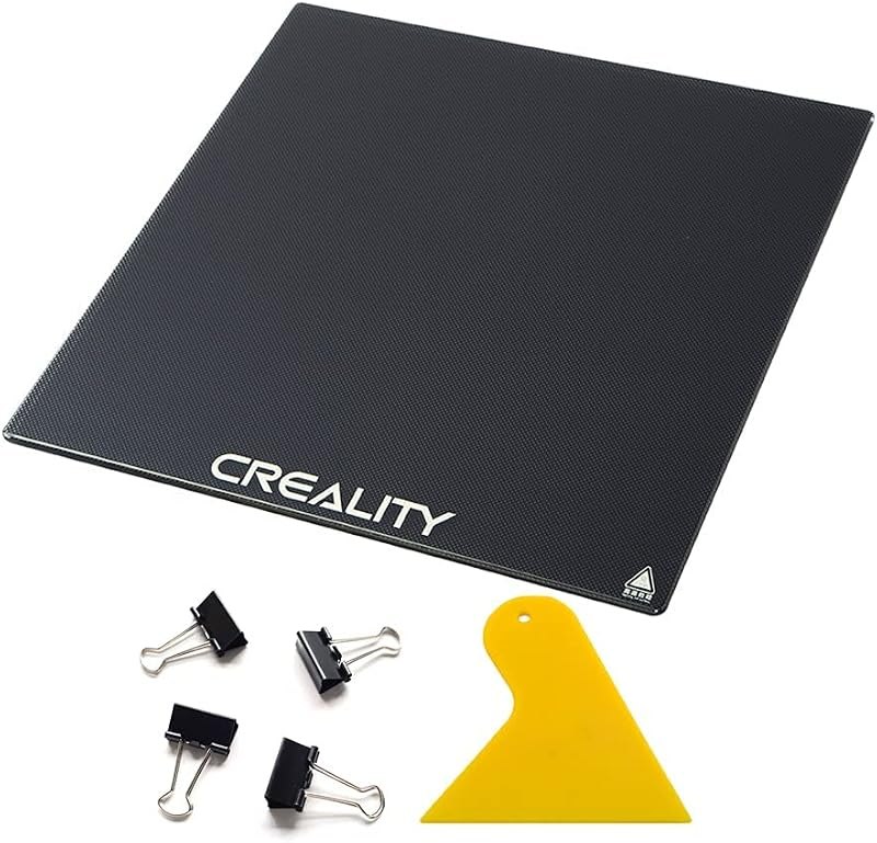 Official Creality Platform Tempered CR-X Glass Bed with 4 Binder Clips, Removal Tool, 310x320x4mm, CR-10S Pro V2 /