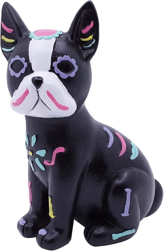 Etistta Day of The Dead Dog Figurine, 6.5 inch Polyresin Halloween Dog Statue for Halloween Home Desk Decorations —