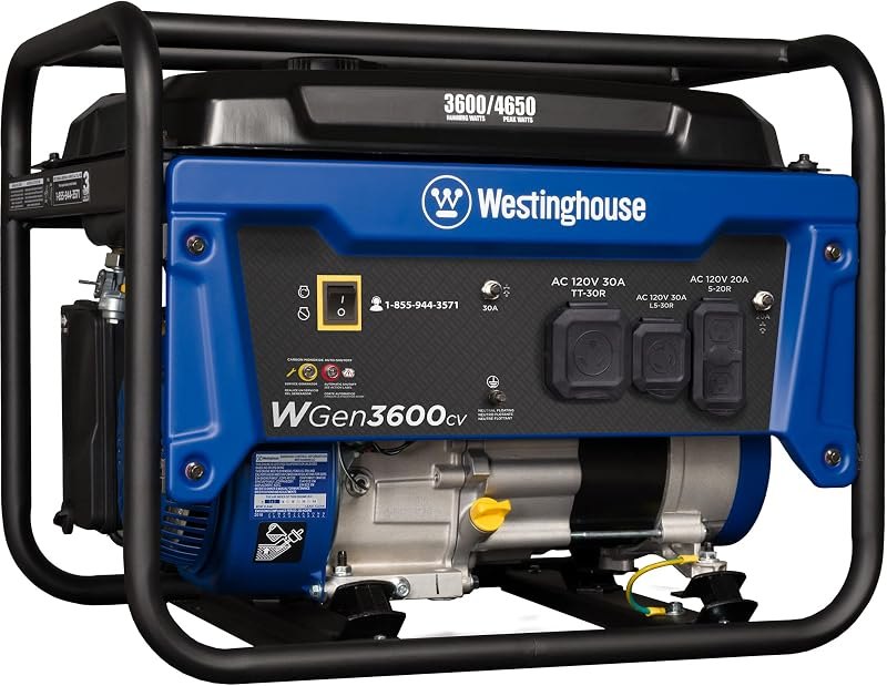 Westinghouse 4650 Peak Watt Portable Generator, RV Ready 30A Outlet, Gas Powered, CO Sensor — computing Portable
