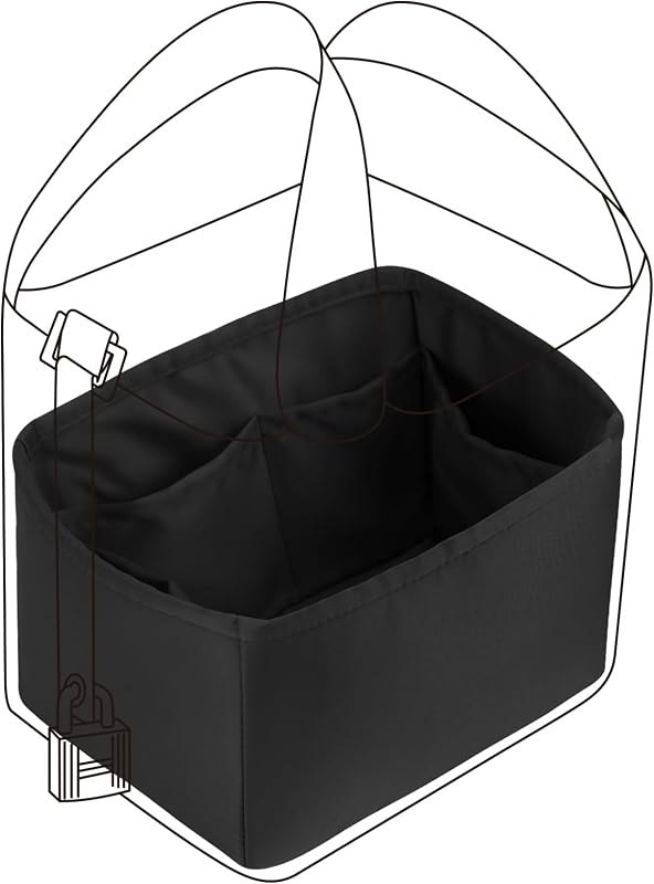 Purse Organizer Silky Smooth,Silk,Luxury Handbag Tote in Bag Shapers, Women- Fits picotin18/22Bags (Black, PC18) — bag