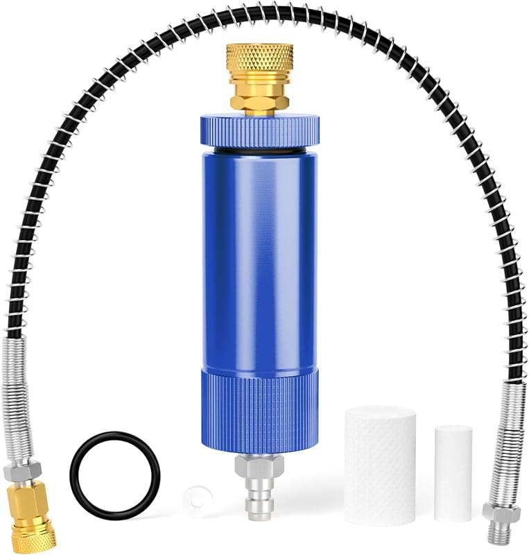 MEANLIN MEASURE 30Mpa Water-Oil Separator With 20 inch Spring Flexible Hose and 8MM & M10 Fast Connecting Internal