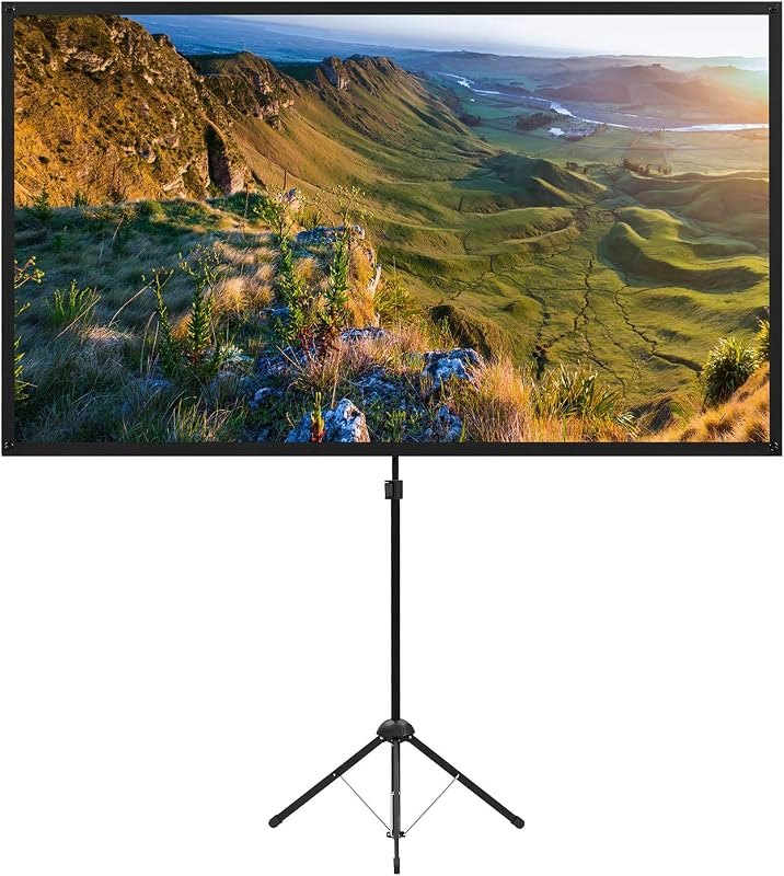 Projector Screen with Stand, 100 Inch Outdoor Projection Screen 16:9 and Tripod Stand, Portable Projector Screen, 1.2