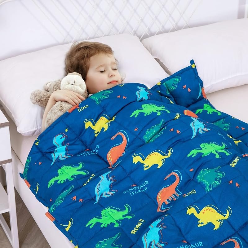 Kivik Weighted Blanket 3lbs, Cooling Blue Dinosaur Heavy Blankets, 36"x48" — weighted blanket for kids for weighted