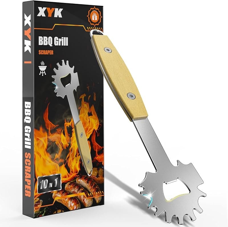 BBQ Grill Scraper, Stocking Stuffers for Men, Bristlefree Safe BBQ Scraper Fits Any Grilling Grate or Smoker Cleaning