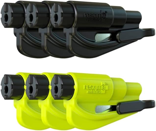 resqme The Original Emergency Keychain Car Escape Tool, 2-in-1 Seatbelt Cutter and Window Breaker, Made in USA, Pack