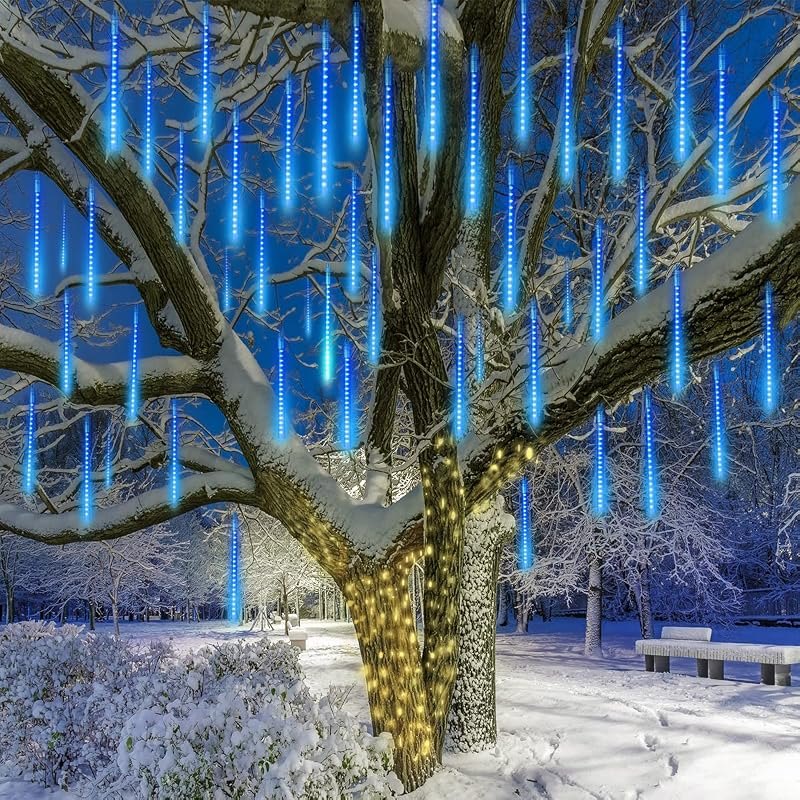 Joiedomi 2 Pack 540 LED Christmas Meteor Shower Rain Lights, 19.8 Inch 10 Tubes Blue Outdoor Raindrop Lights