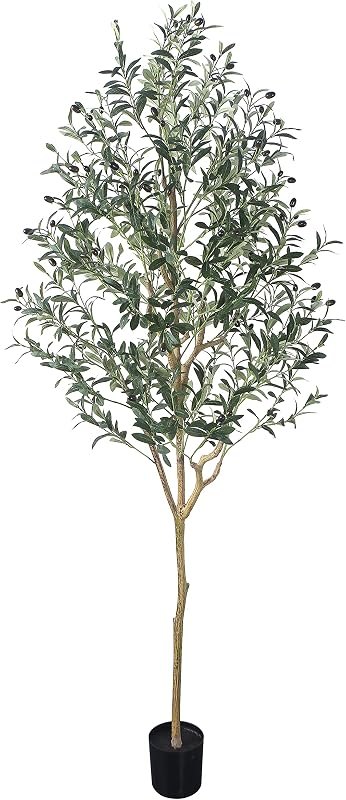 Artificial Olive Tree Tall Fake Potted Olive Silk Tree with Planter Large Faux Olive Branches and Fruits Artificial