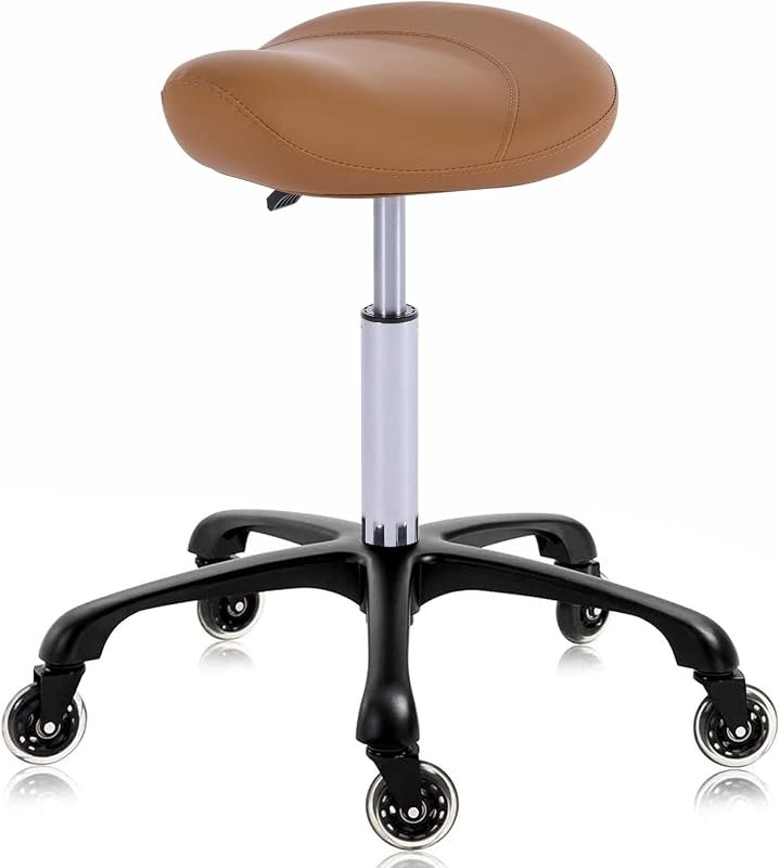 Hydraulic Saddle Stool with Wheels Height Adjustable Stylish Ergonomic Rolling Swivel Chair for Hygienic Clinic Salon