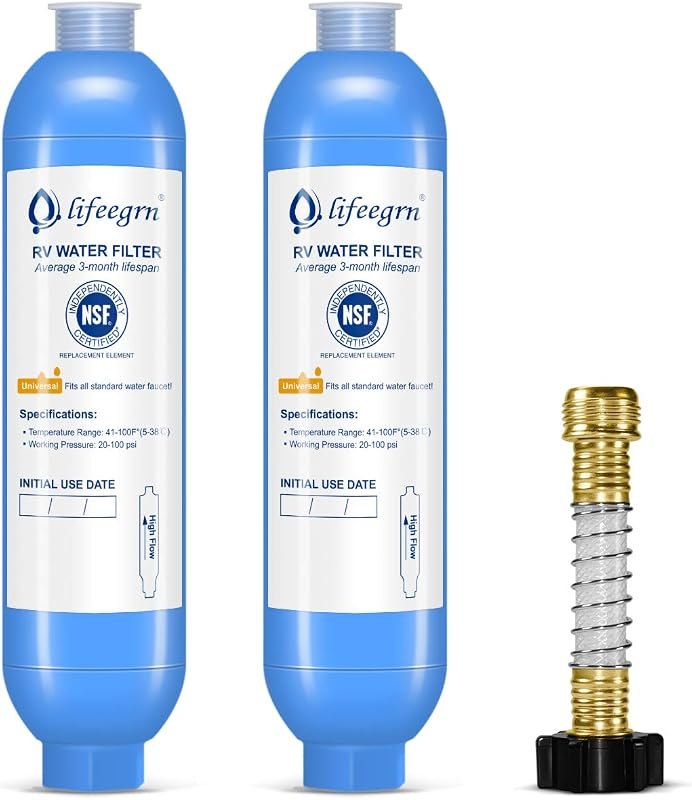 lifeegrn RV Water Filter with Hose Protector - Inline Water Filter, Blue — offroad water filter for offroad water filter