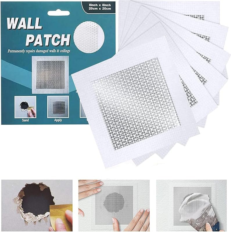Drywall Repair Patch 8 Inch 6 Pack, Safe Mend Wall Repair Self Adhesive Fiberglass Wall Repair Patch Kit, Aluminum