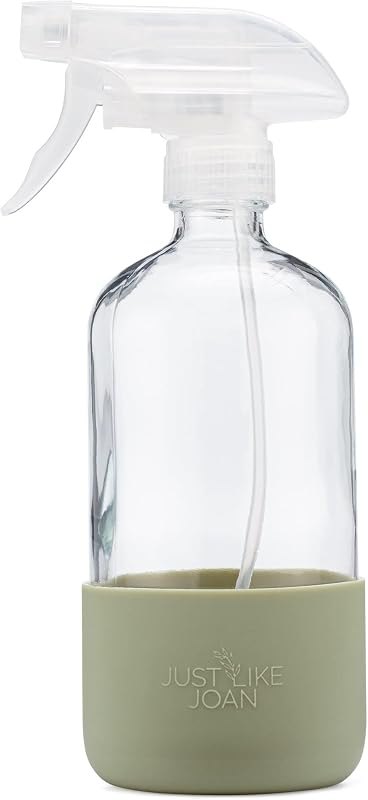 16 oz Glass Spray Bottles for Cleaning Solutions Clear Empty Spray Bottles with Sage Green Silicone Sleeve Essential