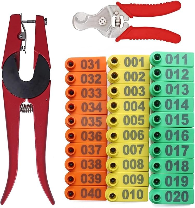 MINYULUA Sheep Ear Tag Plier Kit 300pc 1-100 Number Livestock Ear Tag — calf ear tags for calf ear tags
