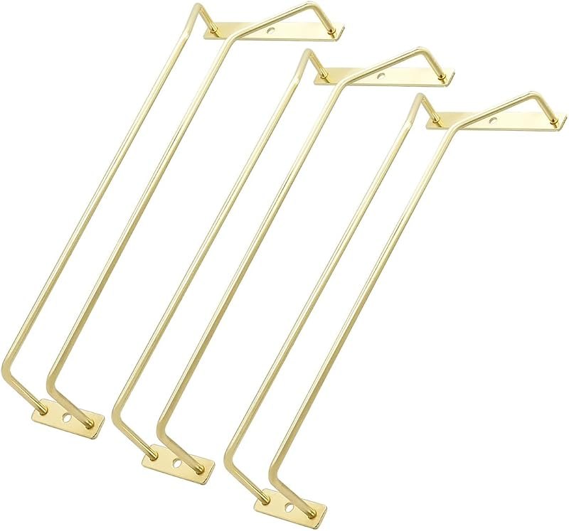 12-Inch Gold Wine Glass Rack, Under Cabinet Wine Glass Holder Stemware Rack - Hanging Stemware Holder for Cabinet